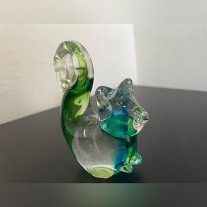 Multi Colored Art Glass Squirrel Figurine, Hand Blown.
